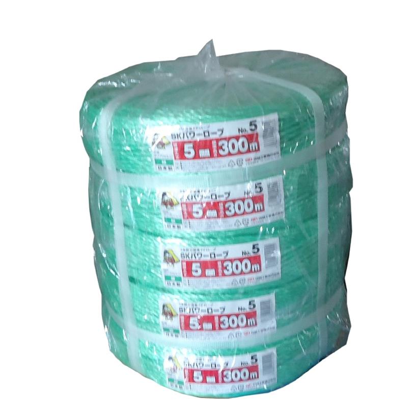 SKパワーロープカラー　NO.5　緑　5mm×300m　5巻（1梱包）　信越工業　【代引き不可】【送料無料※北海道、沖縄、離島除く】　5個入り | 