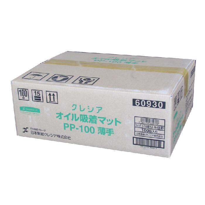 クレシア　オイル吸着マットＰＰ−１００　薄手　５０ｃｍ×４０ｃｍ×１．５ｍｍ　　　　★１００枚入り　品番６０９３０ | 