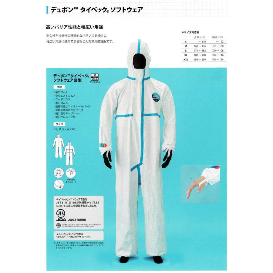 タイベック ソフトウェア3型 XXLサイズ 10着 防護服 デュポン アゼアス