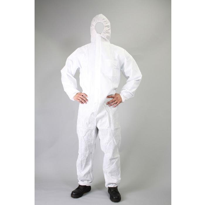 プロツールPT-2　Lサイズ　フード付きカバーオール　不織布保護服　日光物産株式会社　使い捨て　つなぎ保護服　白　防護服　 | 