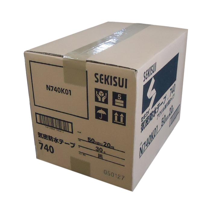 気密防水テープ　No.740　黒　50mm×20m　30巻（１ケース）　セキスイ　SEKISUI　ブラック | 