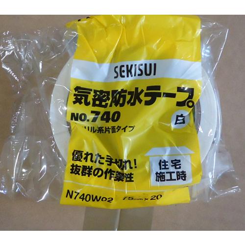 気密防水テープ　No.740　白　75mm×20m　24巻（１ケース）　セキスイ　SEKISUI　ホワイト