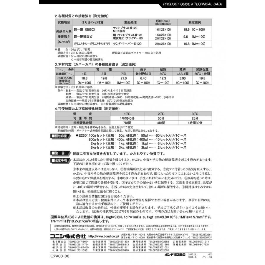 コニシ ボンド E250　6kgセットx2セット　（主剤3kg：硬化剤3kg）ｘ2セット | ボンド/コニシ | 01