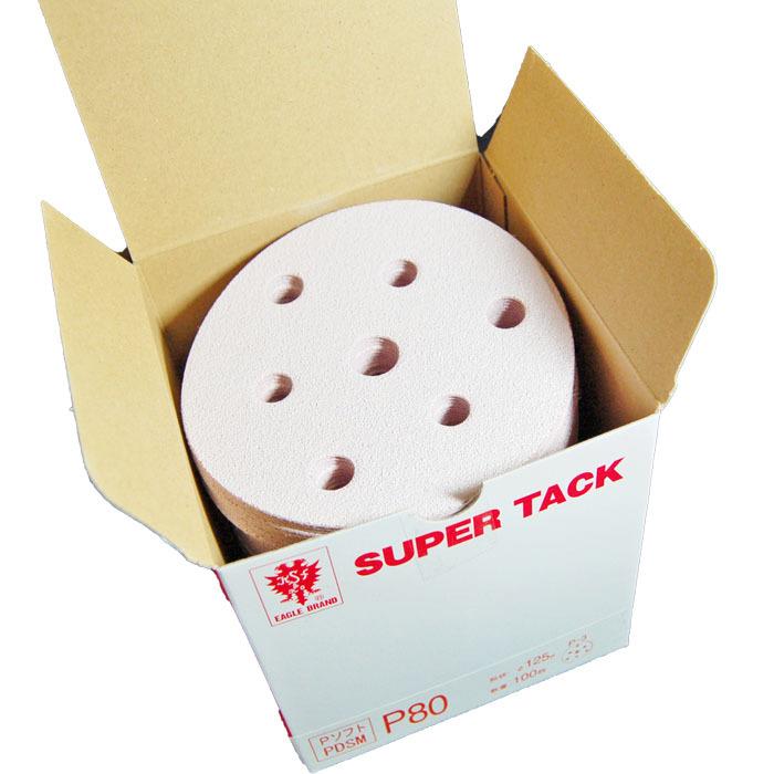コバックス　スーパータック　Ｐソフト　円形　P-80　穴有り　125mm　100枚入り　マジック式サンドペーパー　丸形　ディスク　ジスク　直径125Φｍｍ 523STD3　 | 