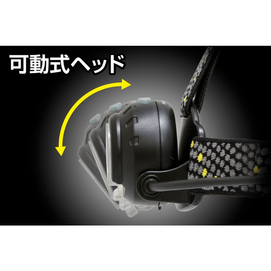 ジェントス　ヘッドウォーズ　450ルーメン　HLP-2301　単3形アルカリ電池×3本使用（テスト用電池付き）　ヘルメットホルダー4個付き | HEAD WARSシリーズ | 03