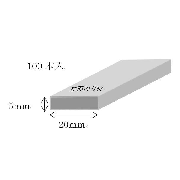 角バッカーのり付き 厚み5mm×幅20mm×１ｍ 100本入り グレー 発泡