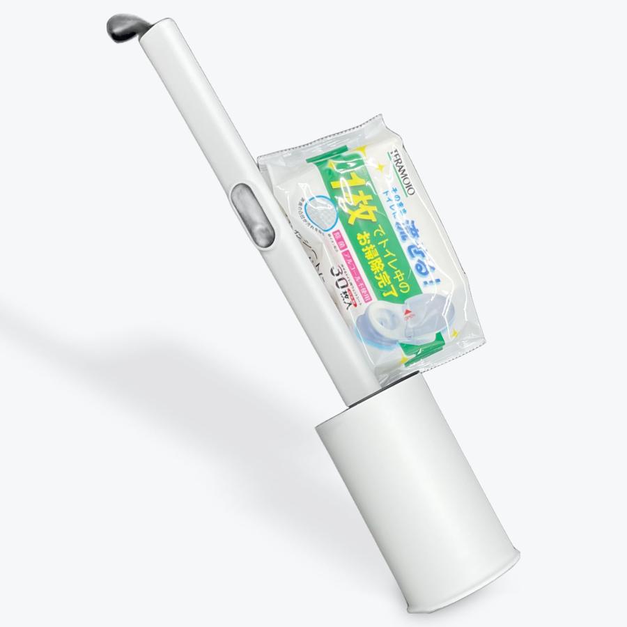 テラモト　タッチレストイレクリーナー1個と　流せるトイレ用ウェットシート30枚入り２個付きセット　※ウエットシートはそのままトイレに流せる | テラモト | 02