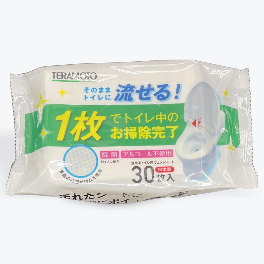 テラモト　タッチレストイレクリーナー1個と　流せるトイレ用ウェットシート30枚入り２個付きセット　※ウエットシートはそのままトイレに流せる | テラモト | 01