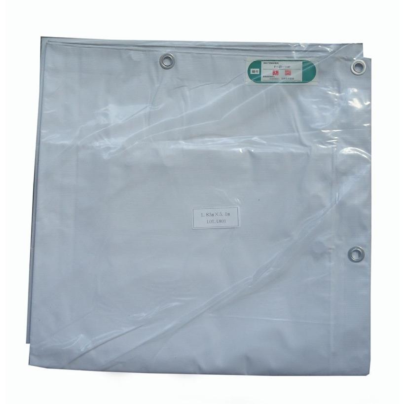 白防炎シート　1.83x5.1ｍ　10枚入　耐寒剤入り　300P　平均重量2.5kg/枚　防炎シール付き　1.8ｘ5.1ｍ　足場インチサイズ　防炎シート　白 |  | 01