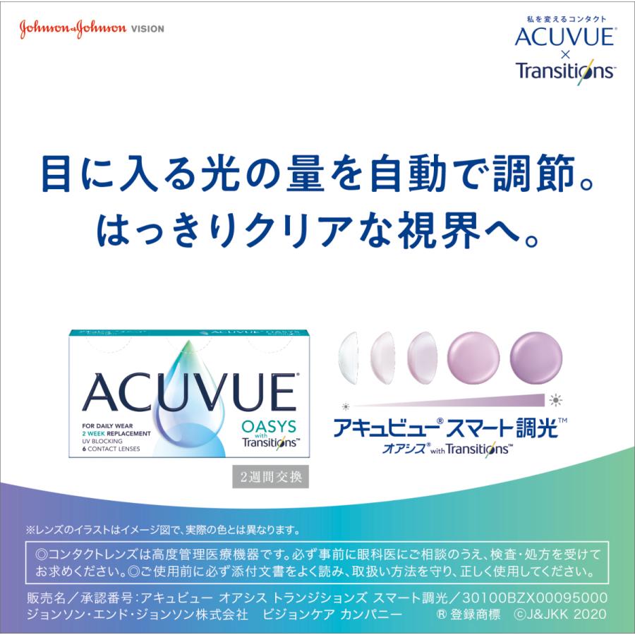 コンタクトレンズ 2week アキュビューオアシス トランジションズ スマート調光 6枚入り 4箱セット 送料無料 ジョンソンエンドジョンソン ２週間交換 コンタクトコゾウ 通販 Paypayモール