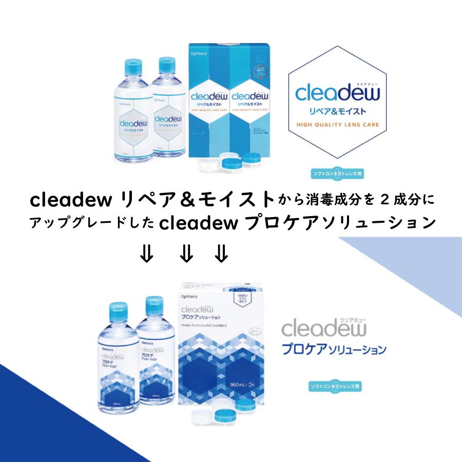 オフテクス cleadew プロケアソリューション (360ml×2本入り) 1箱  4950055604165 ソフトコンタクトケア MPSタイプ｜contact-kozou｜02