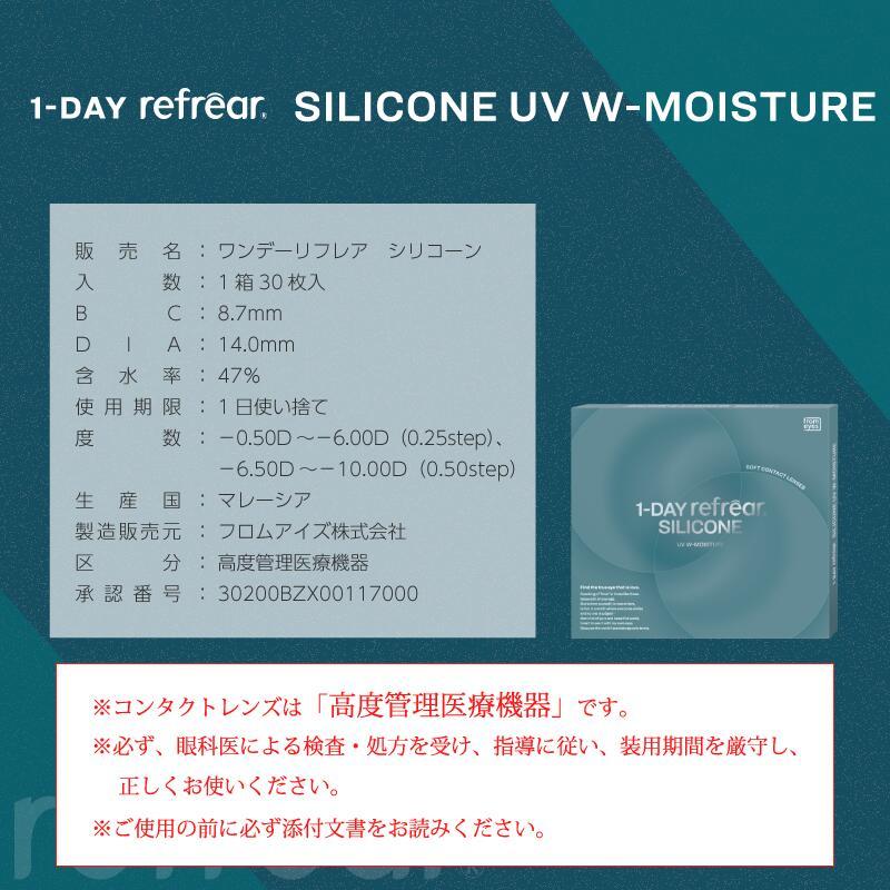 送料無料 ワンデーリフレアシリコーン UV Wモイスチャー 30枚入 12箱 1day Refrear SILICONE UV W-Moisture 1日使い捨て ソフトコンタクトレンズ クリア_15
