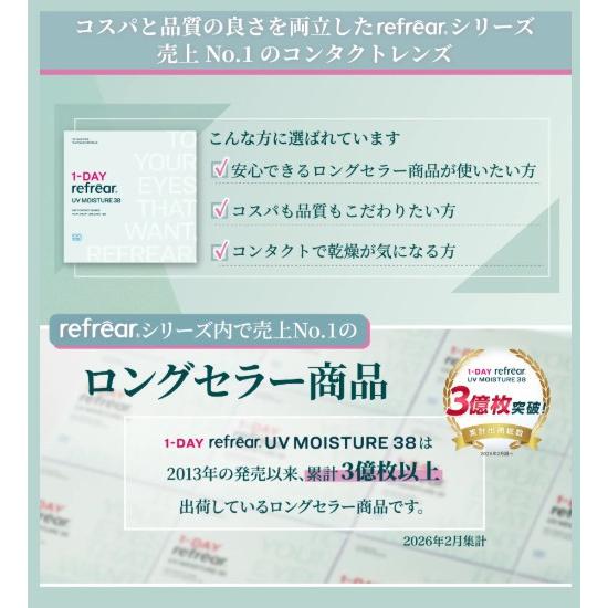 送料無料 ワンデーリフレアUV モイスチャー38 【1箱100枚入】4箱 大容量 1DAY Refrear Moisture 38 1日使い捨て ソフトコンタクトレンズ クリア 透明_2