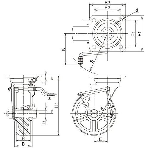 岐阜産研工業　ウカイキャスター　JAB型　サイズ150mm　ステンレス製キャスター　PNDJAB-150　ストッパー付旋回金具　※画像はイメージです