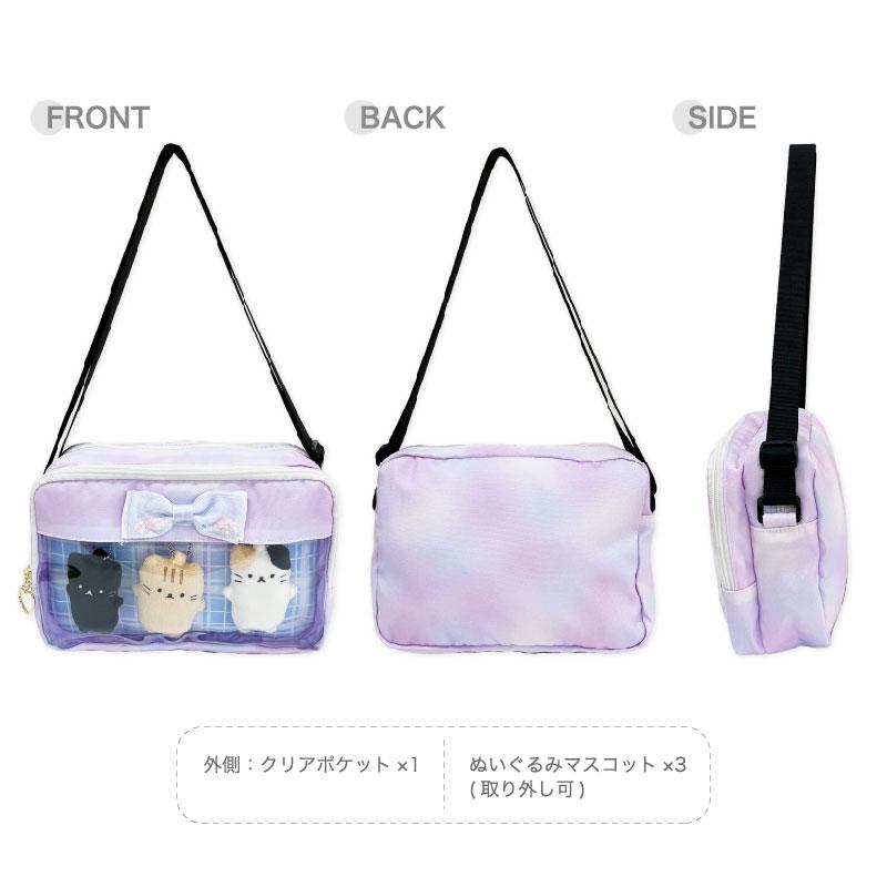 爆買 ねこのぬいぐるみ付き ネコリボン 横型ショルダーバッグ クリア