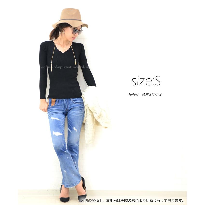 ソフトブーツカットデニム ジーンズ アシメレザー使い S M L Xl レディース ボトムス リブニット チェスターコート Ma 1 パーカーに合う秋冬新作 Bt 527 Continental 通販 Yahoo ショッピング