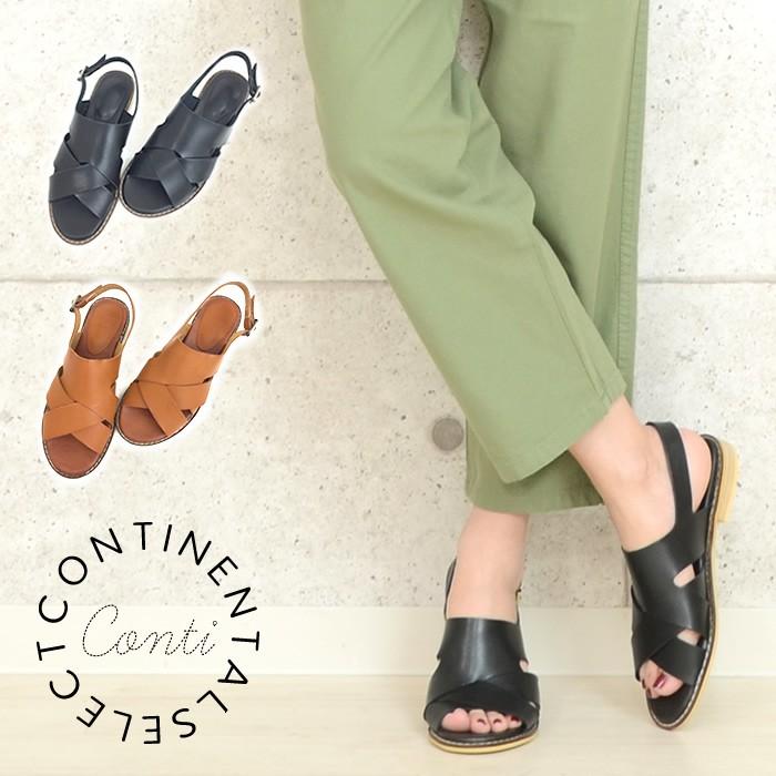 リアルレザークロスぺたんこサンダル キャメル ブラック 23 0cm 25 0cm レディース 黒色 茶色 本革 シューズ ペタンコ 楽ちん 夏新作 Sh 084 Continental 通販 Yahoo ショッピング
