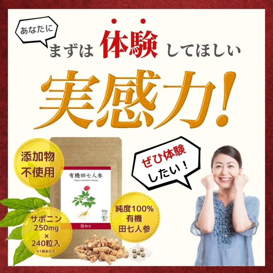 田七人参 有機 サプリ サポニン 有機JAS (1粒 田七人参250mg) 240粒入 30〜60日分 |  | 03