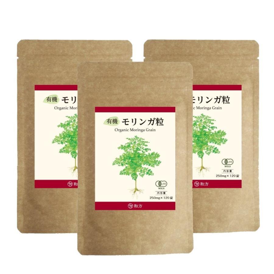 モリンガ （3袋セット） サプリメント 有機 サプリ 100％ 有機JAS (1粒 モリンガ250mg) 120粒入 40日分 有機モリンガ  無添加 | 
