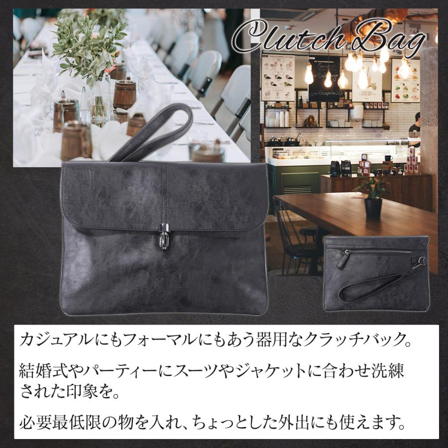 クラッチバック メンズ ストラップ 6ポケット 【 カジュアル と フォーマル 対応 らくらくな上蓋式 】 セカンドバック PU レザー 手持ちバック 男性 |  | 01