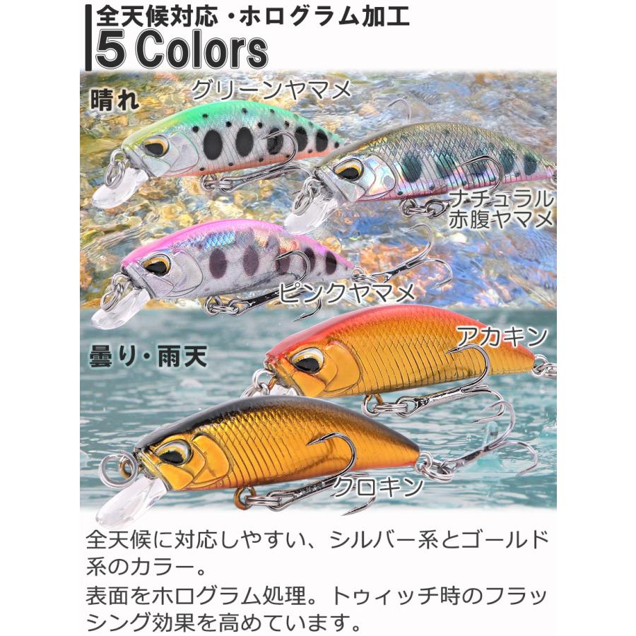 渓流ルアー トラウト ミノー セット 38mm 3.0g 5個 シンキング