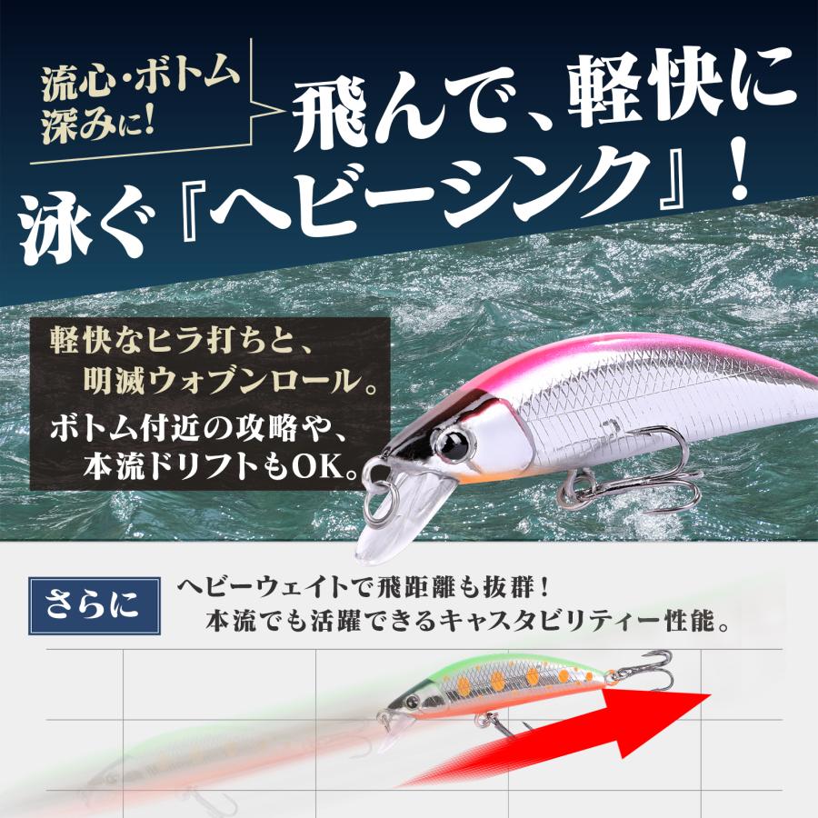 トラウトルアー 渓流 ルアー セット ミノー ヘビーシンキング 50mm 5.1g ヒラ打ち 渓流ミノー CONTYU｜contyu｜04