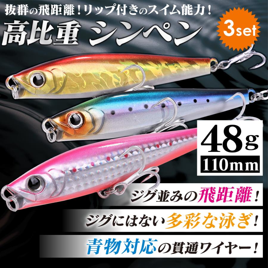 シンキングペンシル セット 110mm 48g リップ付 貫通ワイヤー