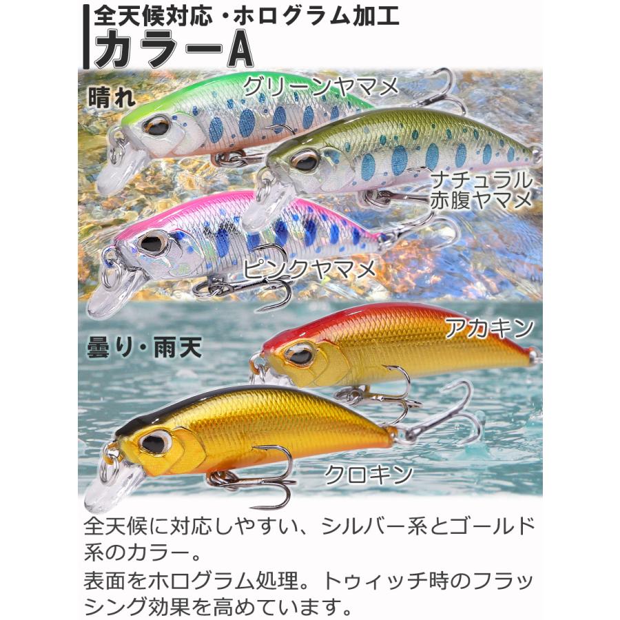 渓流 ルアー トラウト ミノー 5個 セット シンキング 5cm 4.8g 渓流 ルアー トラウト ミノー 5個 セット シンキング 5cm 4.8g