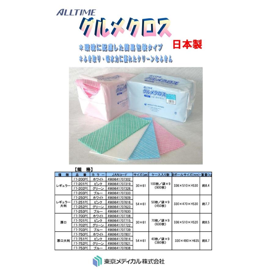 SEAL限定商品】グルメクロス 厚口 ブルー ふきん 30×61cm 青 FT703PE カウンタークロス 70枚入 ダスター、クロス FunCruise マイクロファイバー MPX 水拭き・乾拭き兼用フチなし プレミアムマイクロファイバー