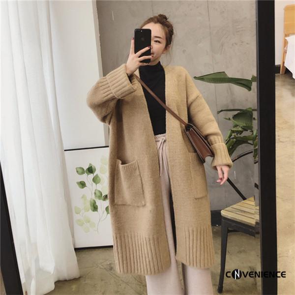 ニットコート ニットカーディガン ロング丈 レディース ロングニットカーディガン ロングコート リブニット 羽織り ライトアウター シンプル 体型カバー 秋 冬 conve Convenience ヤフー店 通販 Yahoo ショッピング