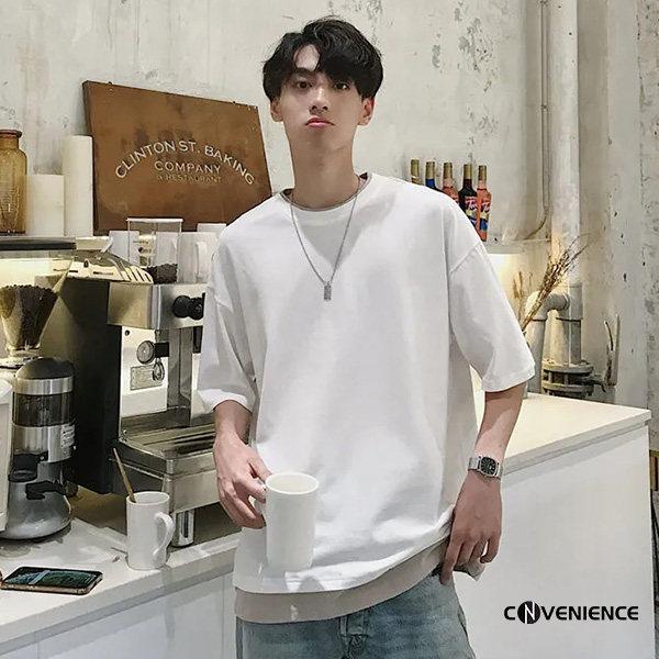 送料無料 Tシャツ メンズ トップス 重ね着風 ビッグシルエット スポーツ ランキング 部屋着 ルームウェア 五分袖 クルーネック 夏服 吸汗速乾大きいサイズ 2438conve Convenience ヤフー店 通販 Yahoo ショッピング