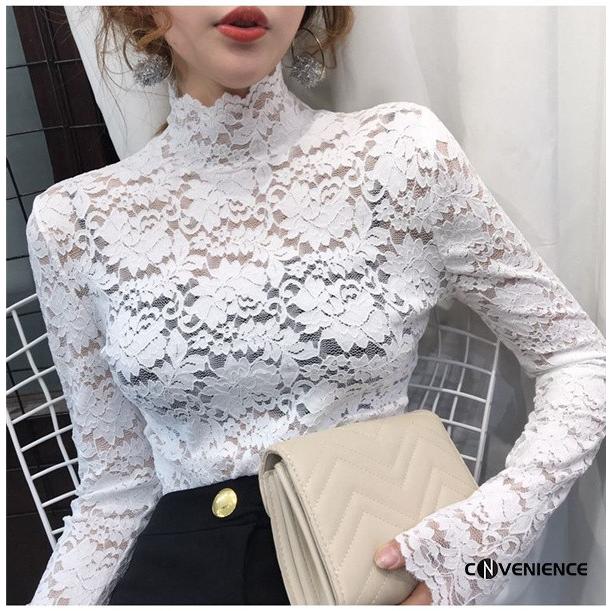 レディース レース ブラウス トップス シースルー レーストップス 長袖  
