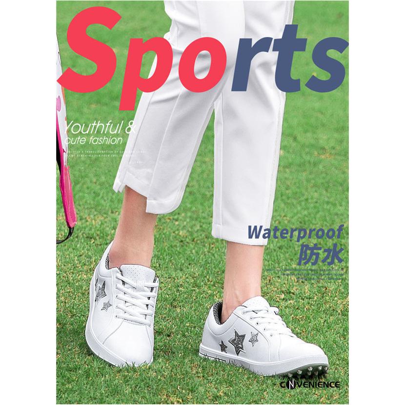 ゴルフシューズ レディース 星柄 防水 スパイクシューズ スポーツシューズ Golf 運動靴 軽量 幅広 スニーカー 女性用 通気 滑り止め  ゴルフ用品 アウトドア :conanx123:convenience ヤフー店 - 通販 - Yahoo!ショッピング