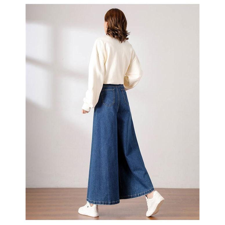 デニムパンツ レディース デニムガウチョパンツ デニムワイド