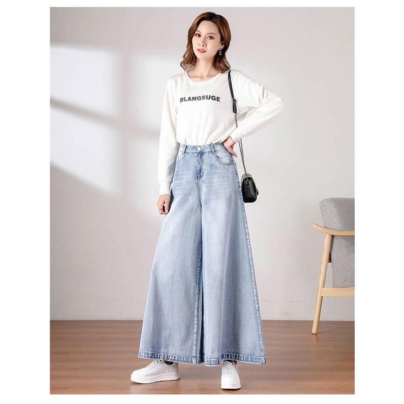デニムパンツ レディース デニムガウチョパンツ デニムワイド