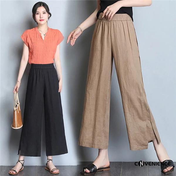 ボトムス 美脚 美尻 ワイドパンツ レディース 九分丈 きれいめ ゆったり 吸汗速乾 ワイド ハイウエスト 接触涼感 綿麻 体型カバー 大きいサイズ カジュアル Tjruahb7ox レディースファッション Sliming In