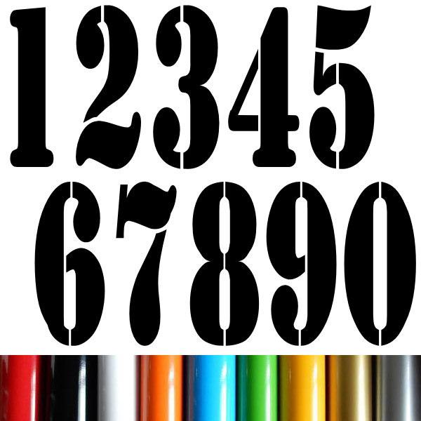 4 好きな数字選べる ステンシル文字 Stencil ゼッケンステッカー 数字