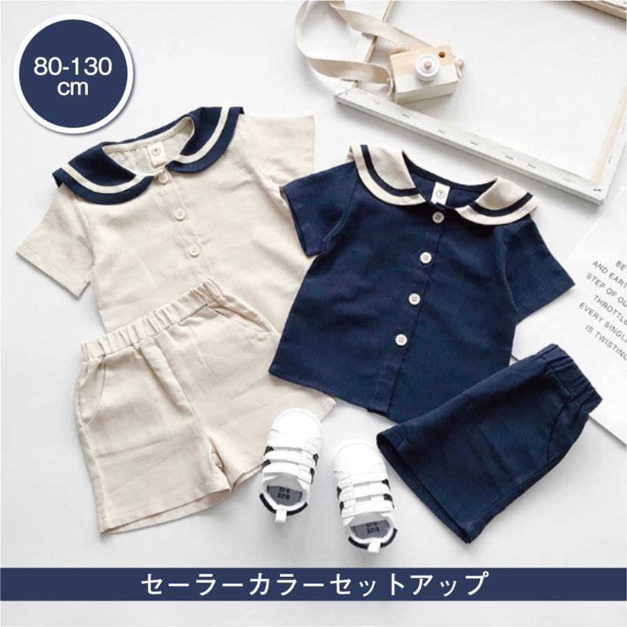セーラーカラーセットアップ 春 ベビー キッズ 韓国子供服 可愛い Tシャツ 80 90 100 110 1 130 Cooing 通販 Yahoo ショッピング