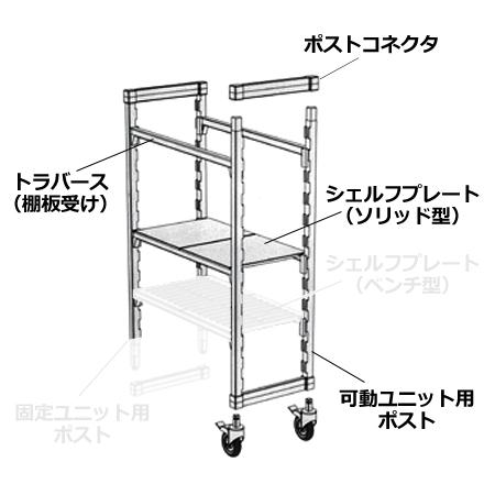 キャンブロ カムシェルビング（エレメンツ）可動式 ソリッド型 4段 1520×460×1980mm（送料無料、代引不可）｜cookcook｜04