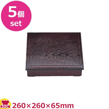 福井クラフト 8.5寸超耐熱 木目松花堂 溜内黒 内塗品 仕切別 5個セット（送料無料、代引不可）