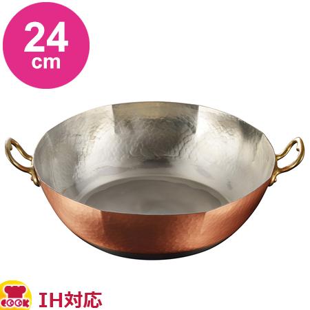 IH対応 銅しゃぶしゃぶ鍋 手付 八角鎚目 24cm NB-6-1（送料無料、代引 