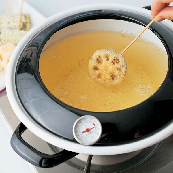 富士ホーロー 天ぷら鍋 温度計付き 24cm IH対応 揚げ鍋 両手鍋 IH対応