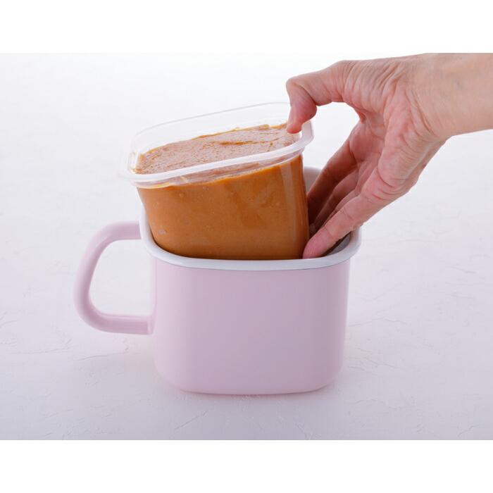 富士ホーロー 味噌ポット ライトグレー バニラ ピンク ホワイト　ホーロー容器 保存容器 味噌 保存容器 みそポット 味噌 直火 オーブン | 富士ホーロー | 04