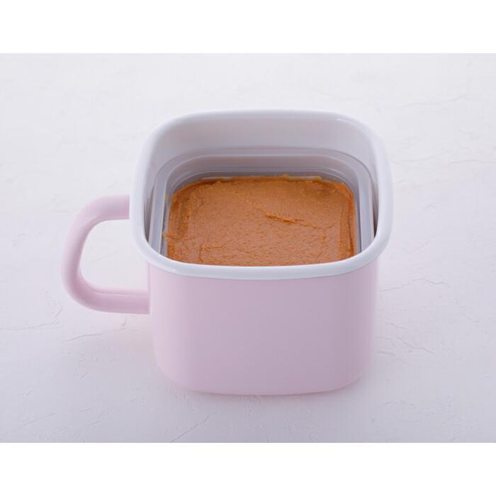 富士ホーロー 味噌ポット ライトグレー バニラ ピンク ホワイト　ホーロー容器 保存容器 味噌 保存容器 みそポット 味噌 直火 オーブン | 富士ホーロー | 05