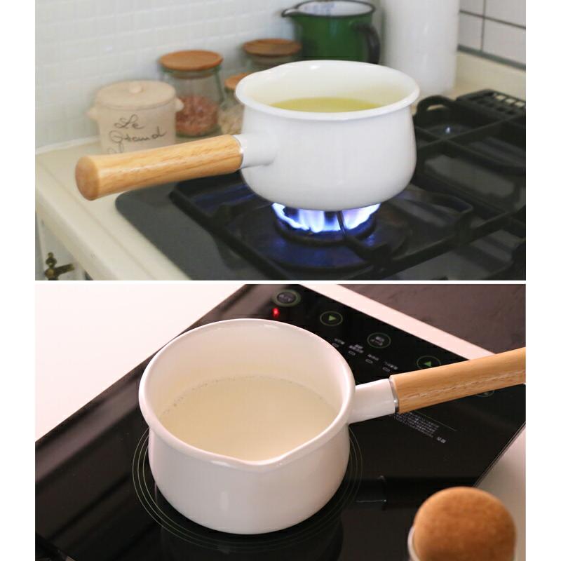 富士ホーロー ミルクパン ホーロー フタ付 15cm ガス火 IH対応 C-15M