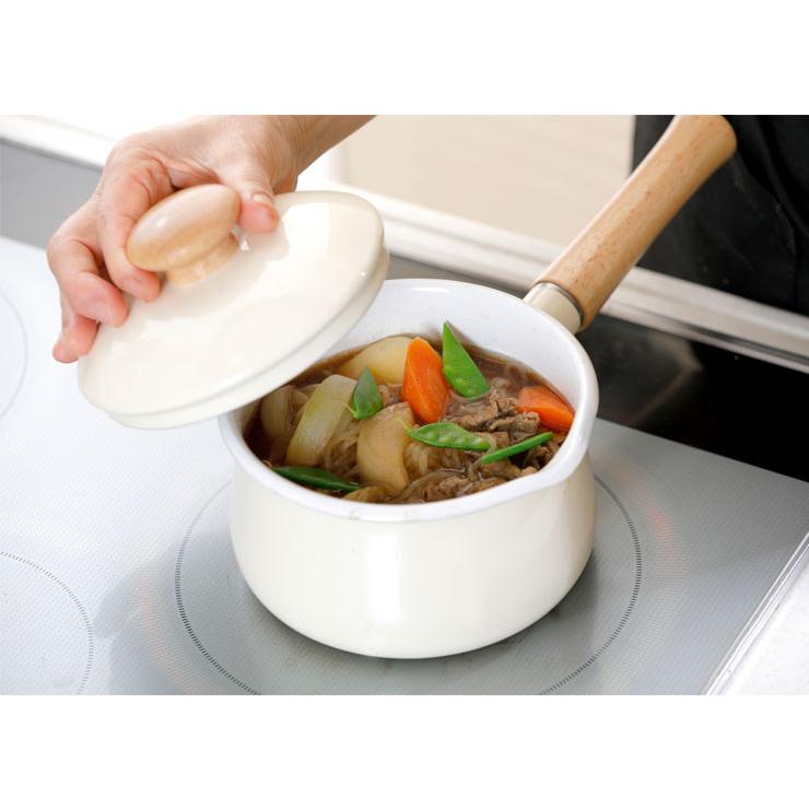 富士ホーロー ミルクパン ホーロー フタ付 15cm ガス火 IH対応 C-15M