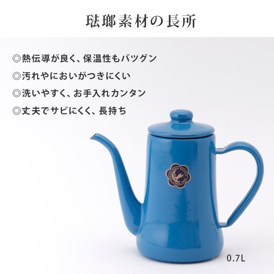 月兎印 スリムポット ブルー ホーロー やかん 月兎印 スリムポット 0.7L 全6色 野田琺瑯 月兎 ゲット 琺瑯 ホーロー