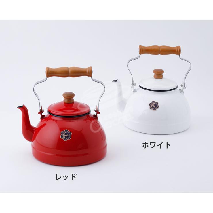 月兎印 ホーロー ケトル 2.2L ホワイト レッド IH対応 やかん 月兎印 ホーロー ケトル 2.2L ホワイト レッド IH対応 やかん
