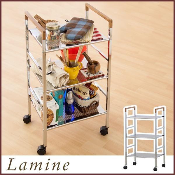 ＜送料無料＞キッチンワゴン　３段　ウッド　キャスター付き | 