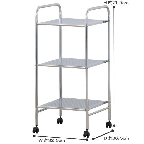 ＜送料無料＞キッチンワゴン　スチール　３段　キャスター付き |  | 02